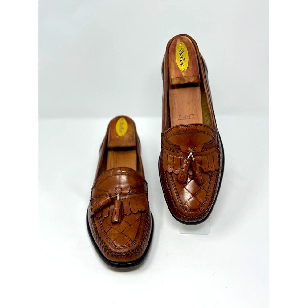 GIORGIO BRUTINI Men’s Size 8 Le Glove Loafers Brown Leather Kiltie Tassel Shoes - Picture 2 of 13